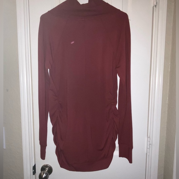 Isabel Maternity Long Sleeve Cowl Neck Top In Deep Burgundy / Maroon - Picture 3 of 4